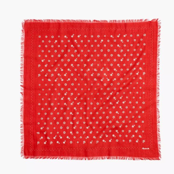 [NWT] Madewell Organic Cotton Bandana in Fringed Red - Picture 1 of 3